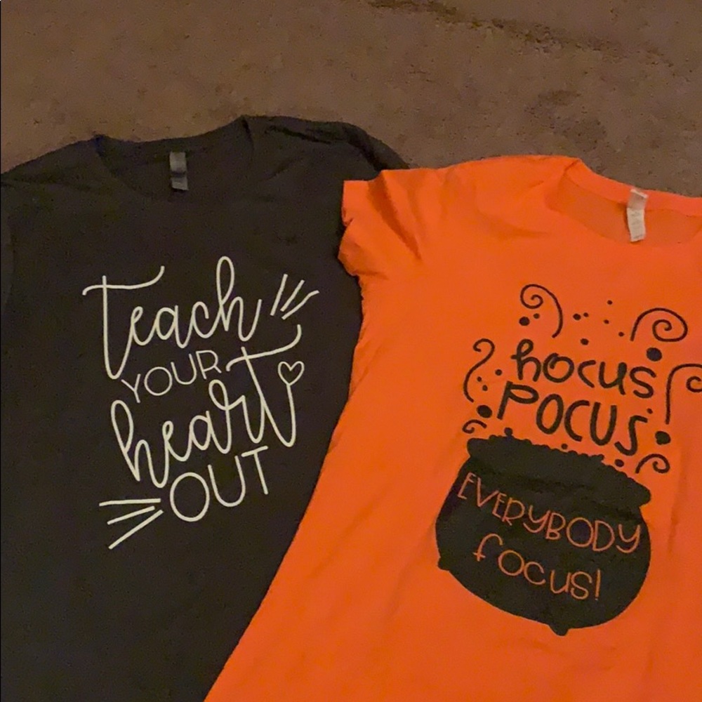 Teacher T-shirts.